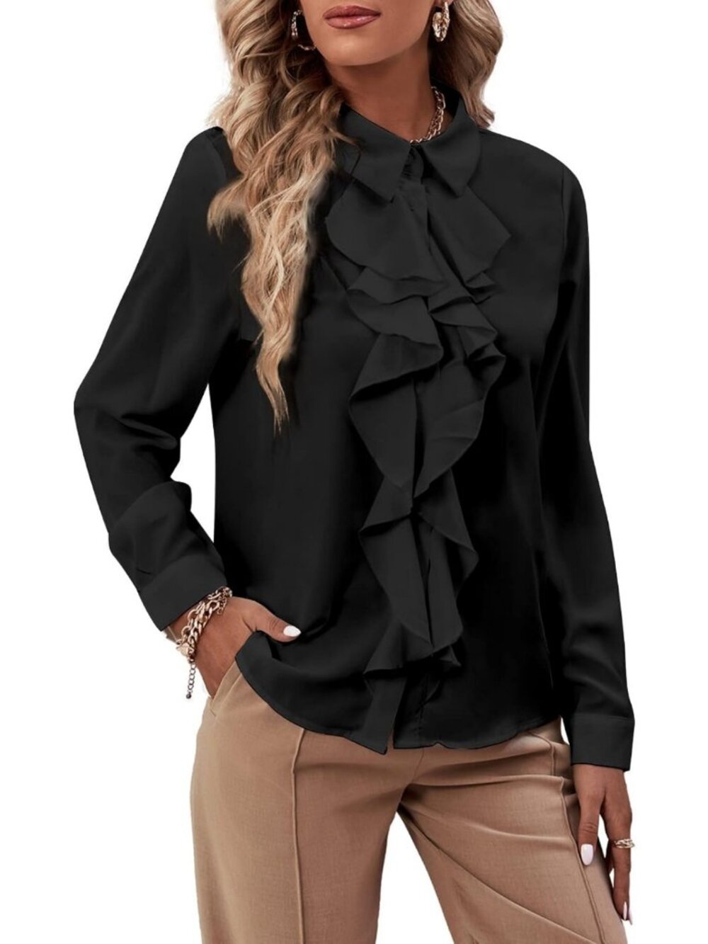 Elegant Ruffle Front Blouse for Women | Chic & Stylish Top for Any Occasion